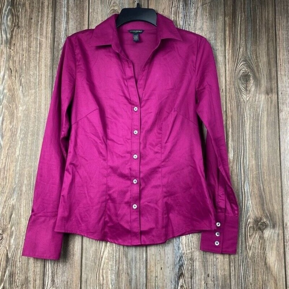 Banana Republic Bright Purple Button Front Blouse